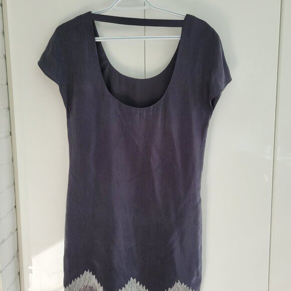 Vintage Silky Navy Club Monaco Dress Art Deco Style Size XS - Picture 2 of 6